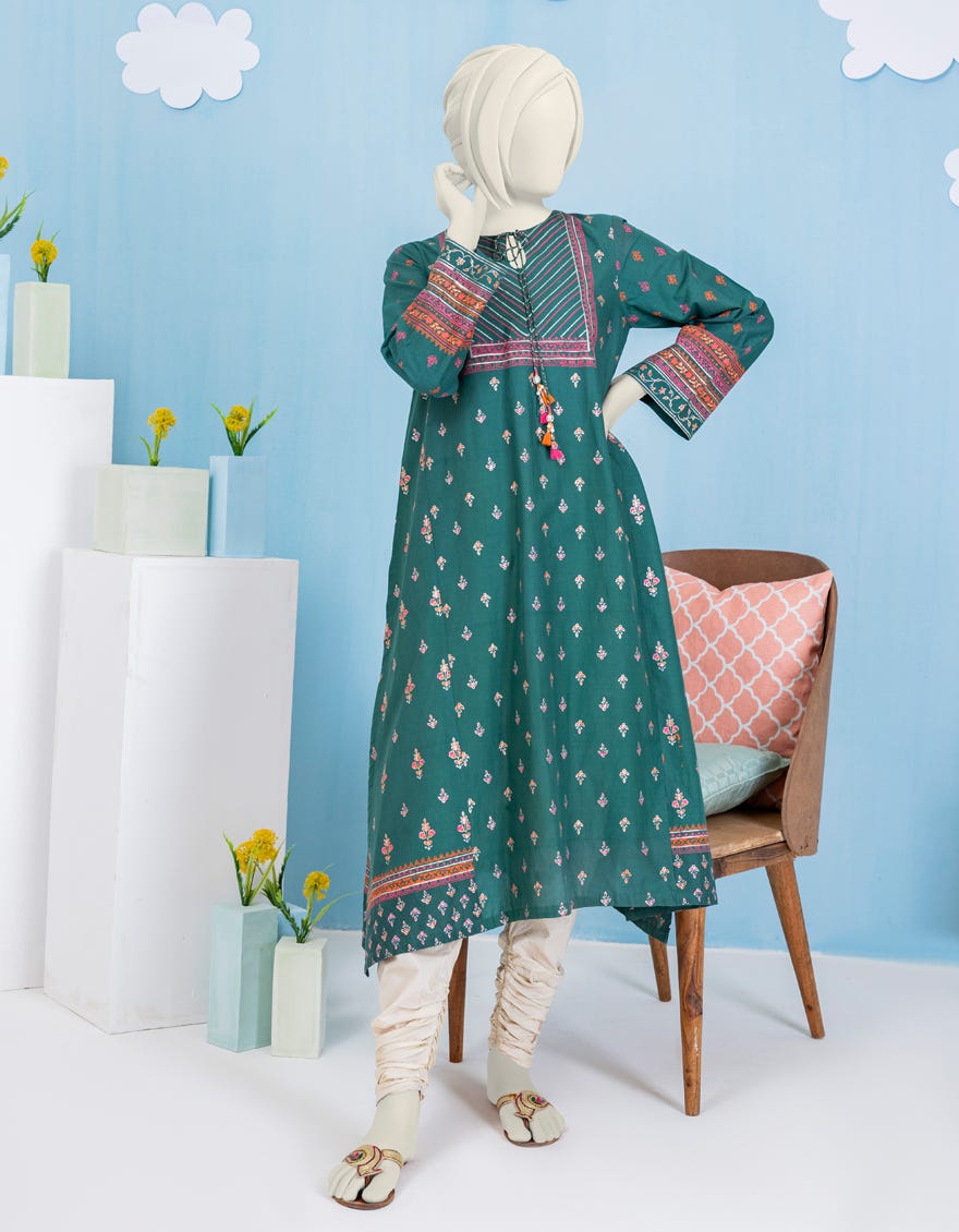 Dark Green Lawn Teens Kurti | Jygk-S-Ygkl-113-24