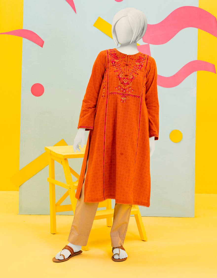 Rust Textured Teens Kurti | Jygk-S-Ygkl-123-24