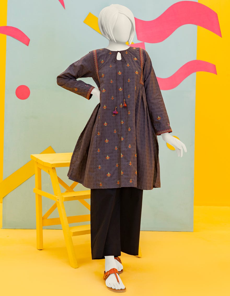 Grey Textured Teens Kurti | Jygk-S-Ygkl-126-24