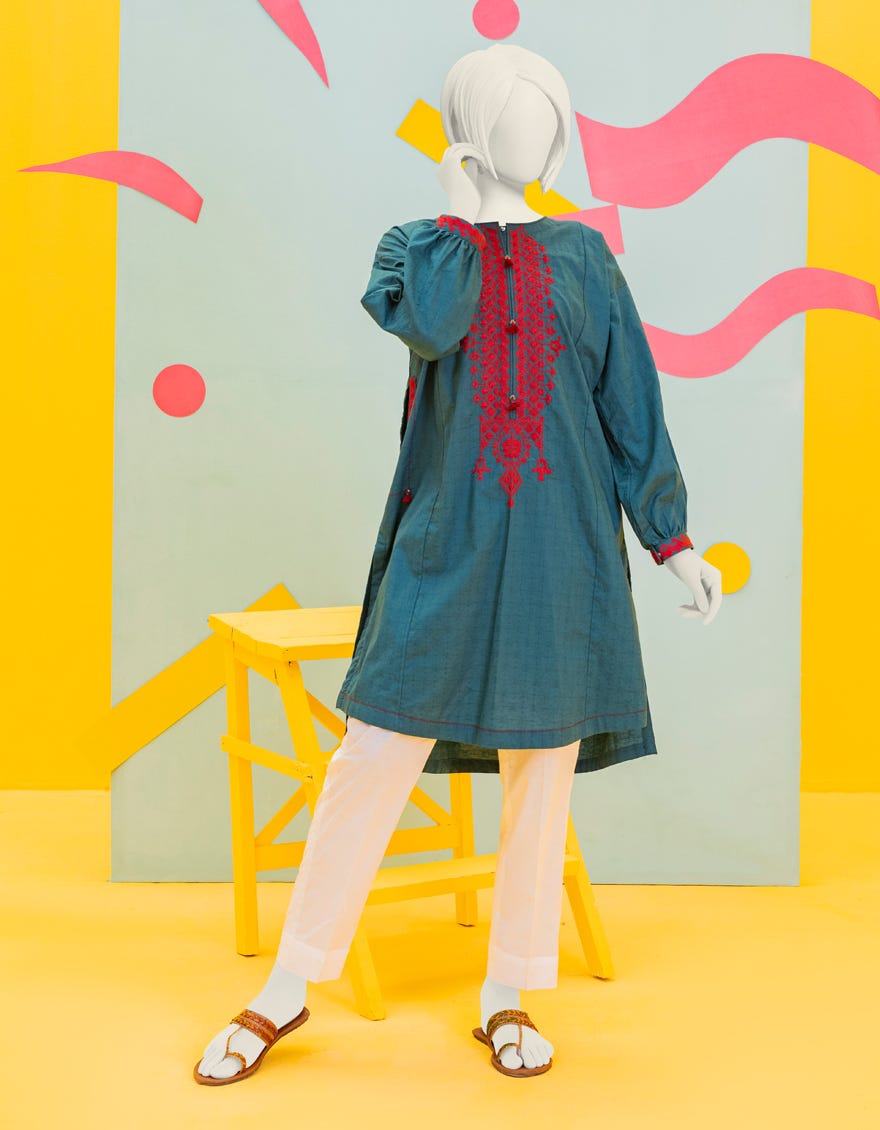 Teal Textured Teens Kurti | Jygk-S-Ygkl-128-24