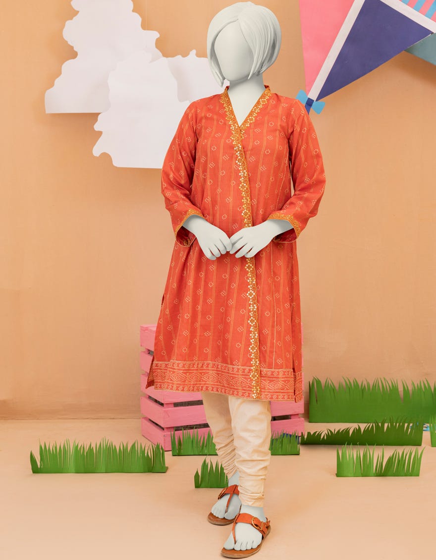 Orange Lawn Teens Kurti | Jygk-S-Ygkl-133-24