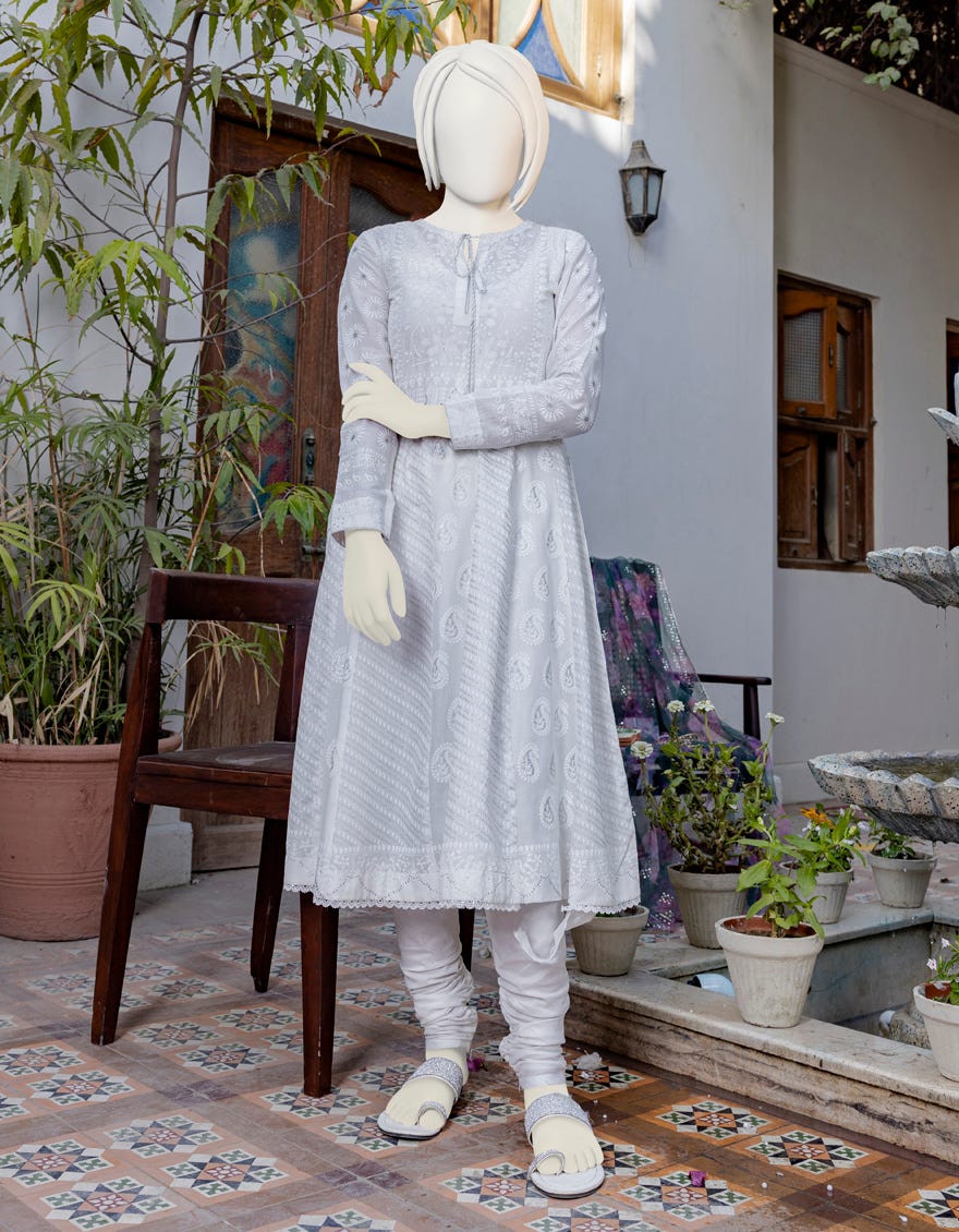 White Lawn Kurti | Jygk-Ygkl-S-149-23