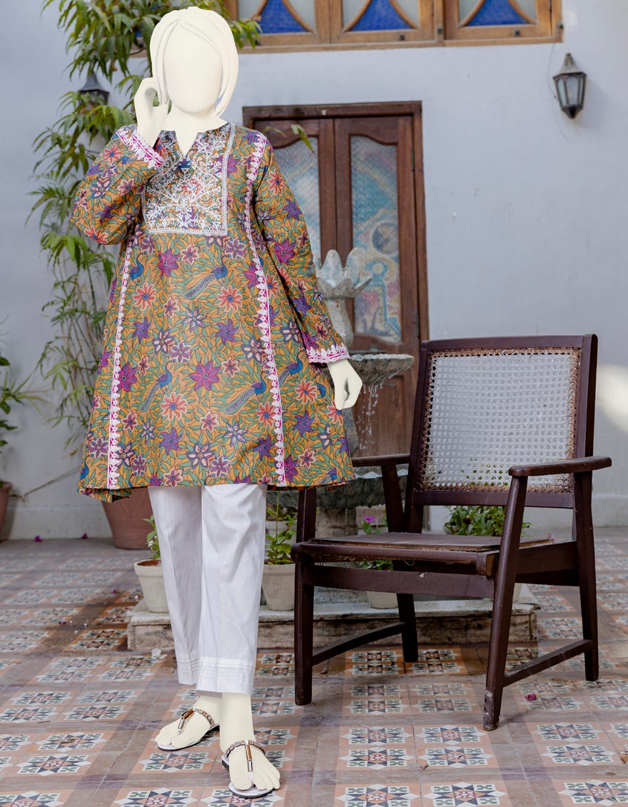 Mustard Lawn Kurti | Jygk-Ygkl-S-158-23