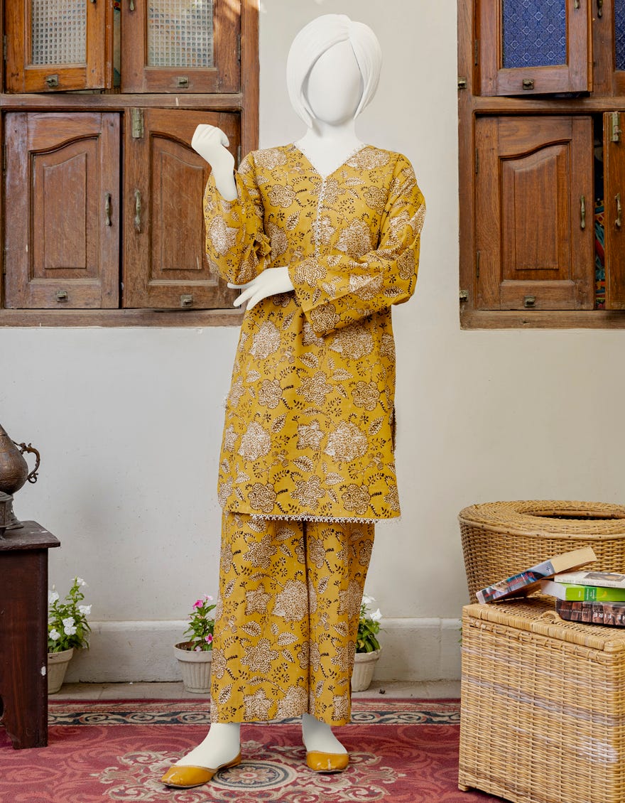 Yellow Lawn Teens 2 Piece Stitched | Jgk-S-Ygtl-437-23