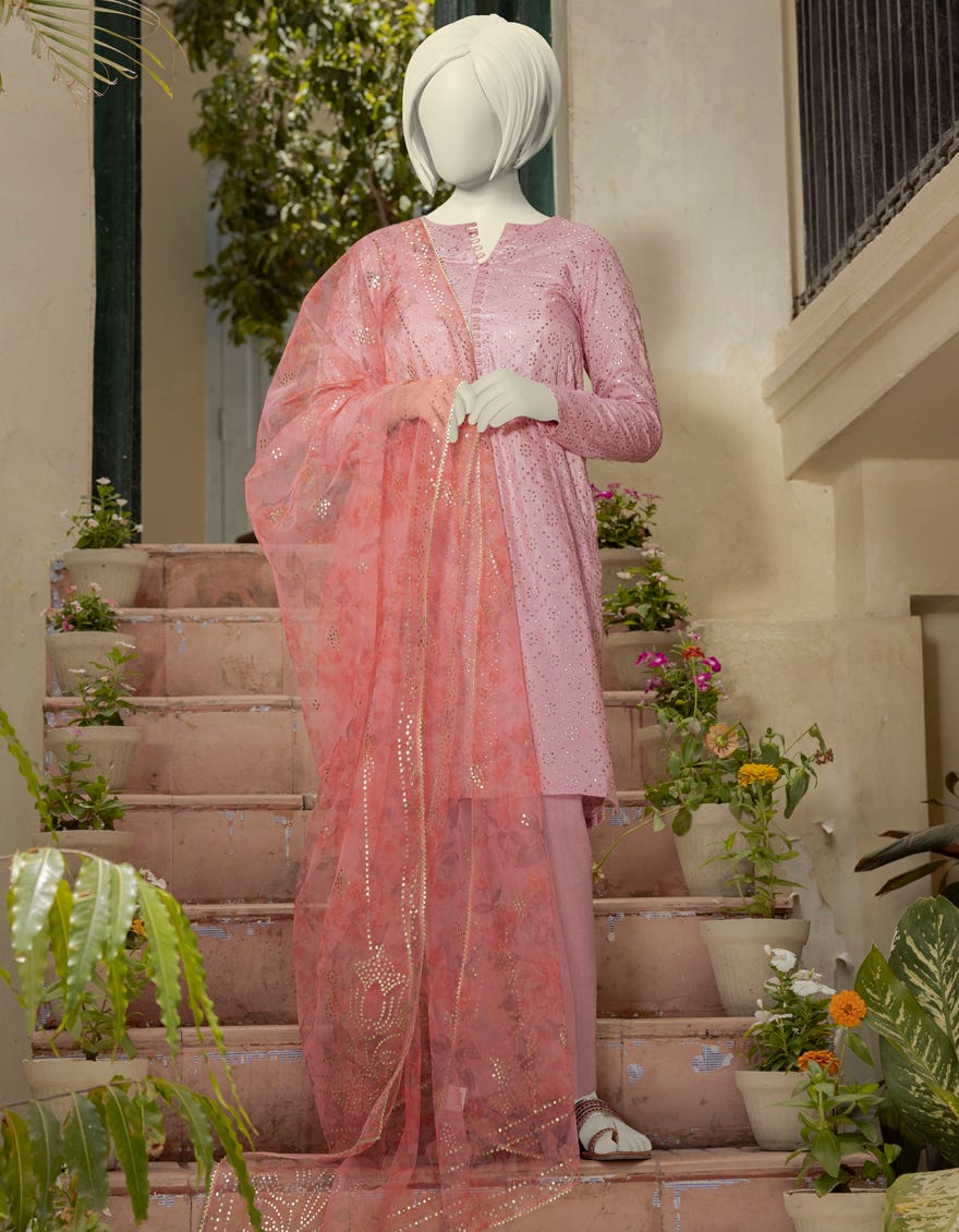 Pink Raw Silk Teens 3 Piece Stitched | Jgk-S-Ygtl-630-23
