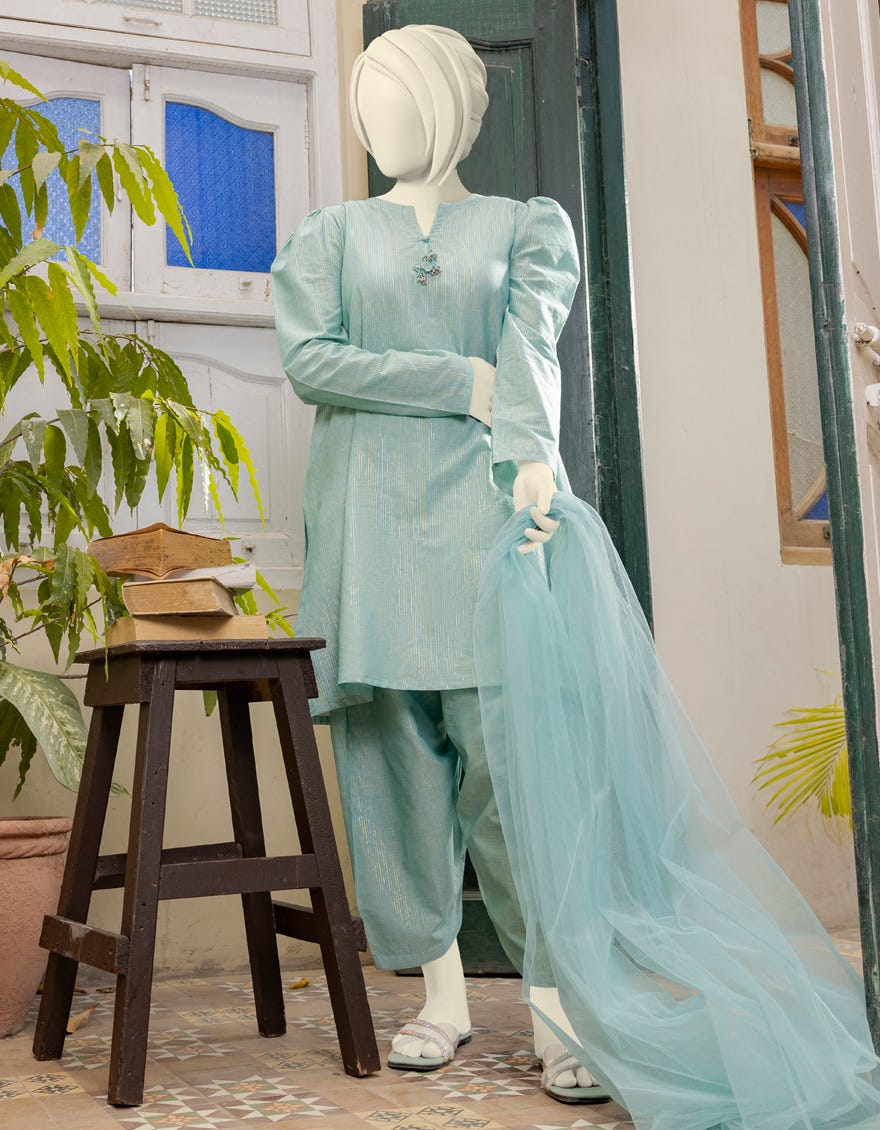 Sea Green Jacquard Teens 3 Piece Stitched | Jgk-S-Ygtl-637-23