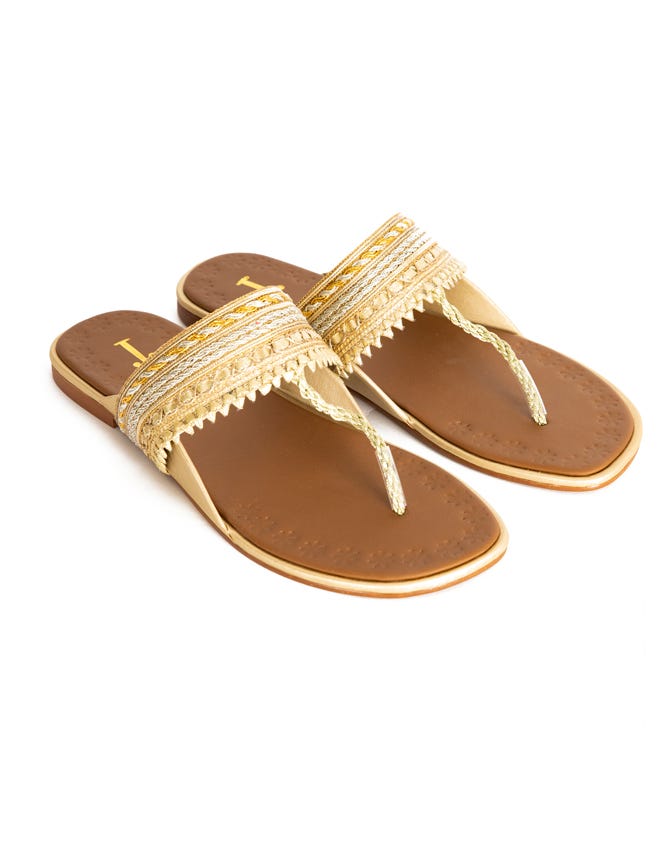 Golden chappal online new arrivals