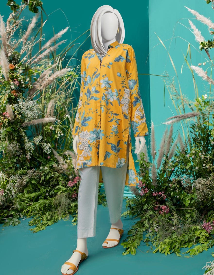YELLOW LAWN KURTI JJLK W JWS 22 3044 FB