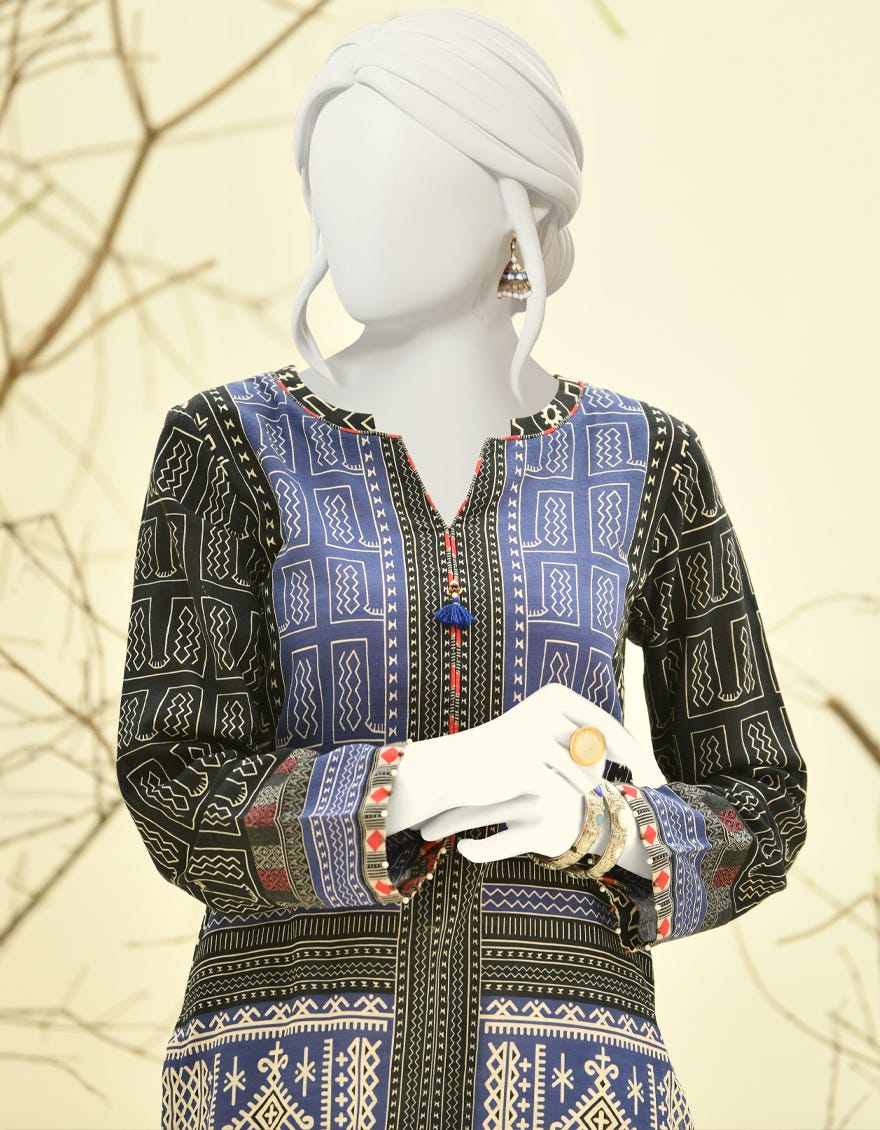 BLUE KHADDAR KURTI JJLK W JPWK 22 856