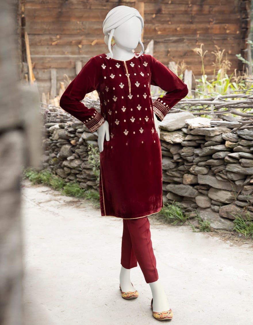 RED VELVET KURTI  JJLK-W-JPWK-22-866