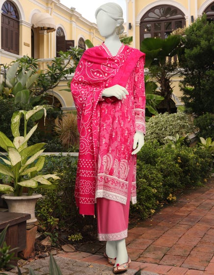 PINK LAWN UNSTITCHED 3PC | JLAWN-S-23-066 AYLIN