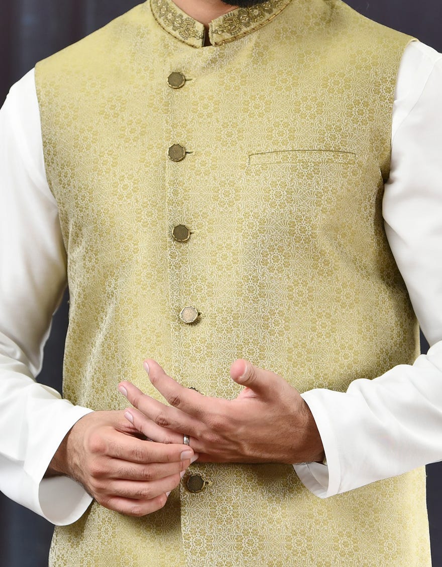 MEHNDI GREEN POLYESTER WAISTCOAT JJVC 44083