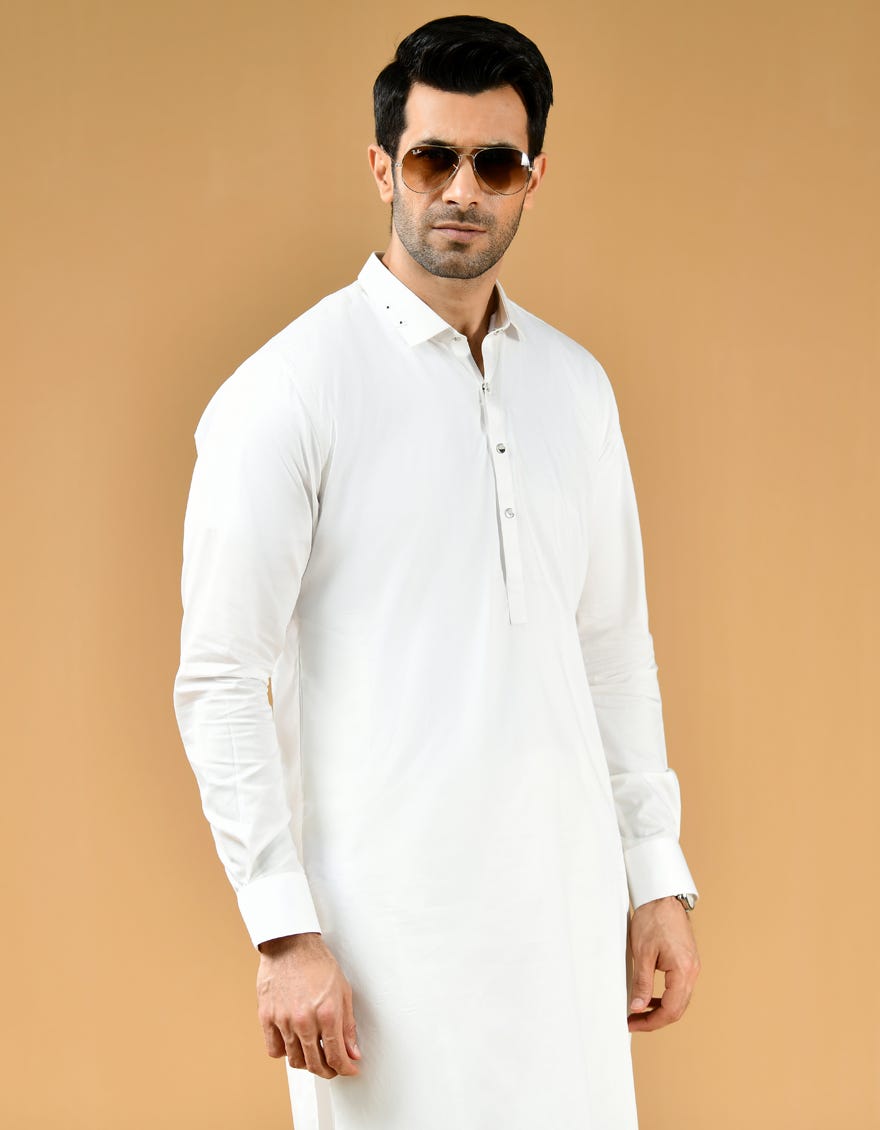 OFF WHITE COTTON KAMEEZ SHALWAR JJKS A 44088