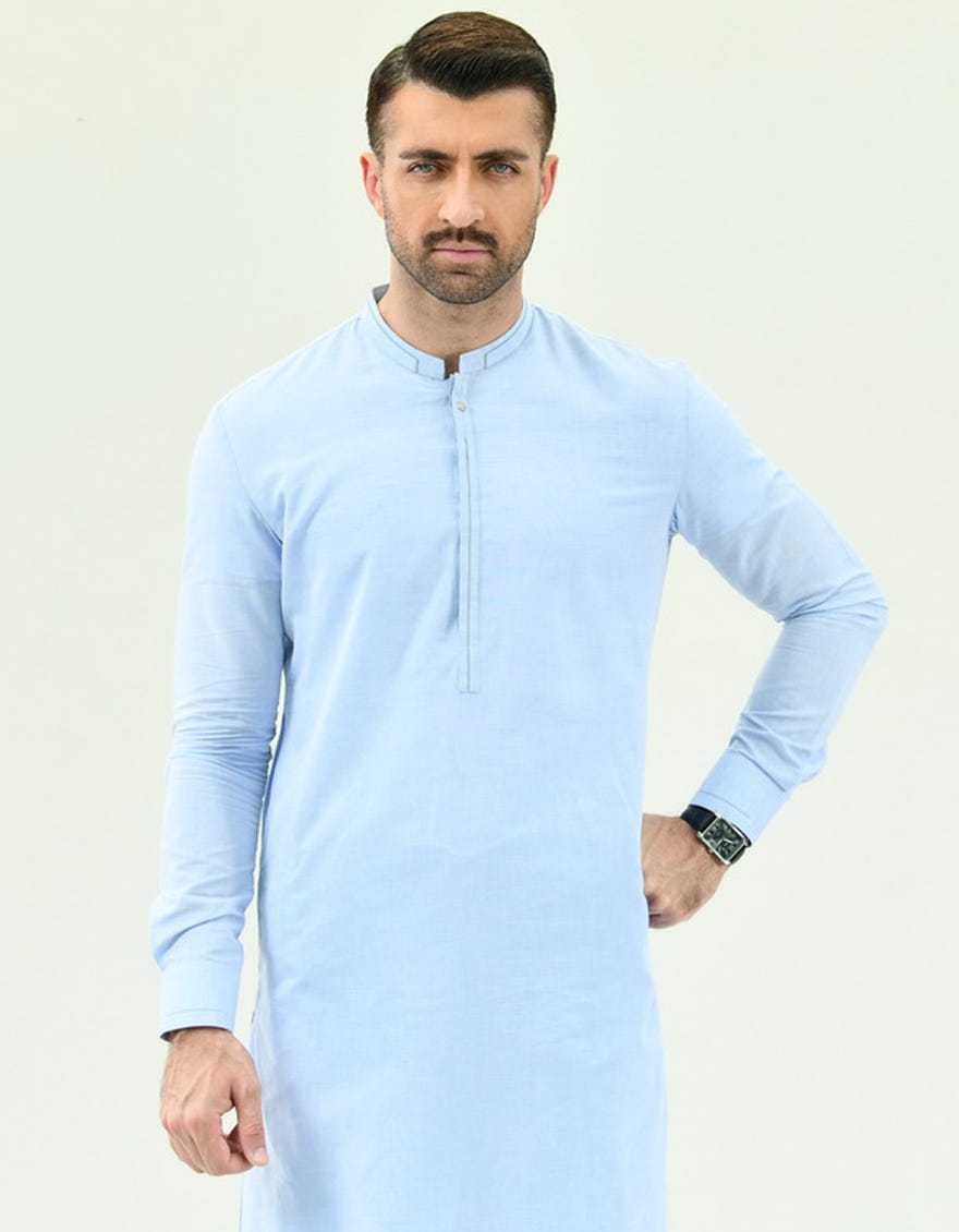 Buy Blue And Grey Colour Block Kurta Online - W for Woman