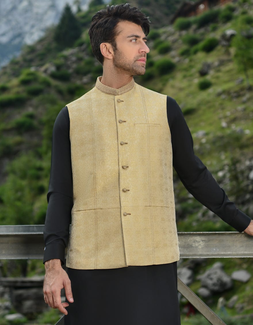Mens gold clearance waistcoat