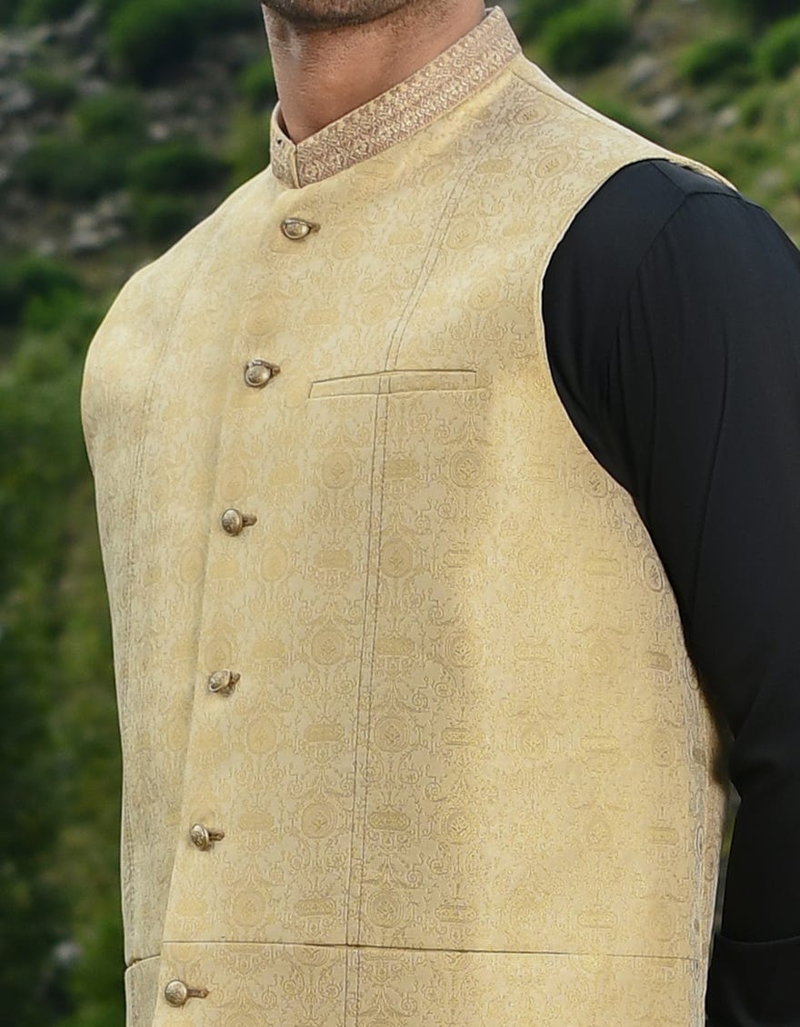 GOLD JAMAWAR WAISTCOAT JJVC 44118