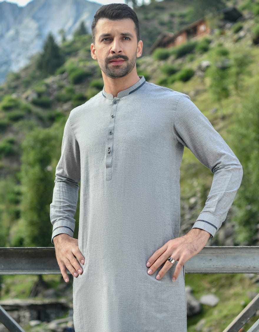 GREY COTTON KURTA PAJAMA JJKP 44141