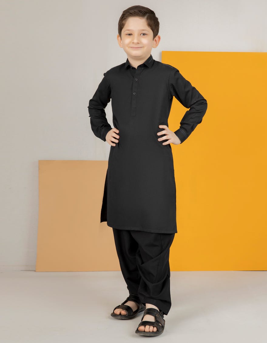 BLACK POLYESTER VISCOSE KAMEEZ SHALWAR JCKS 44145