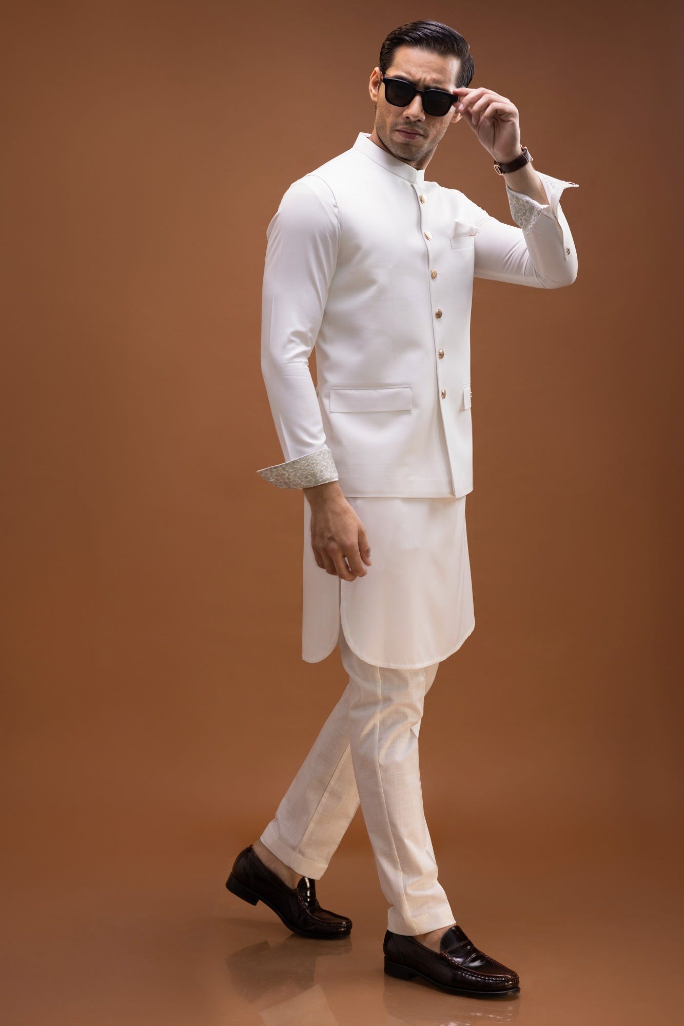 White kurta shalwar new arrivals with waistcoat