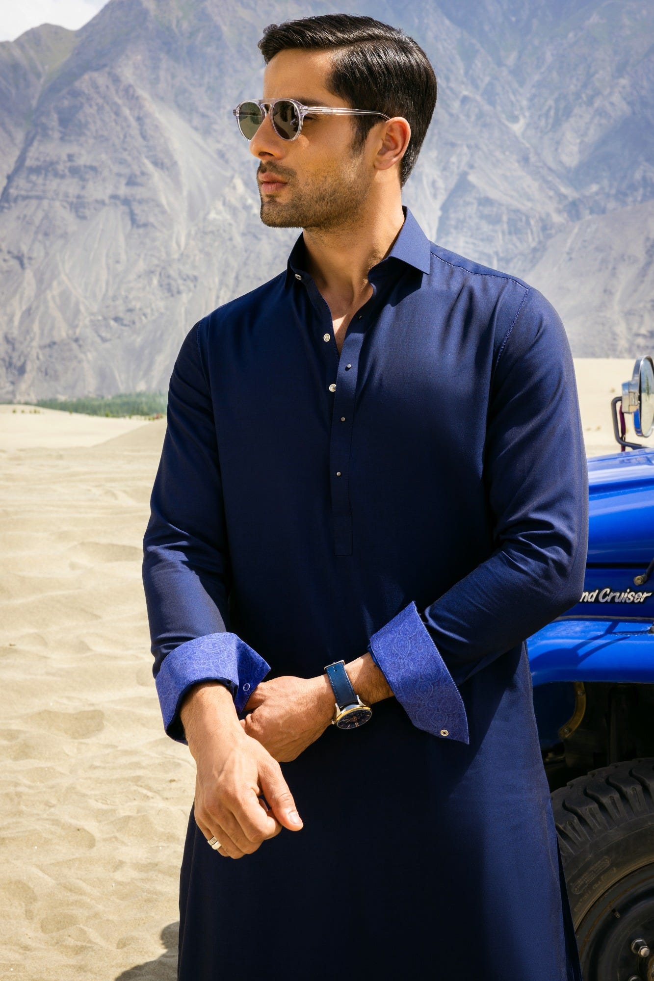 Blue shalwar kameez design clearance