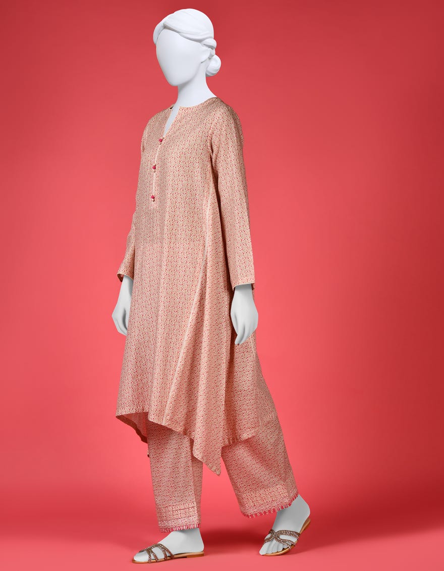 PINK LAWN KURTI CCW 1PS S 23 406