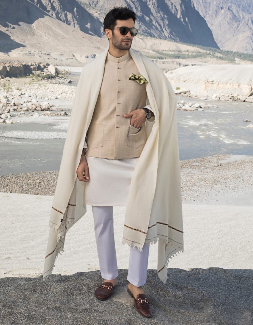 White shawl best sale for men