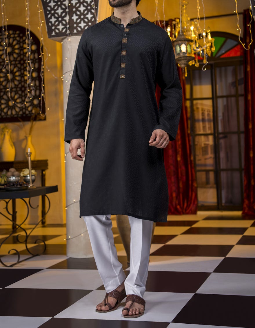 Junaid jamshed sale black kurta