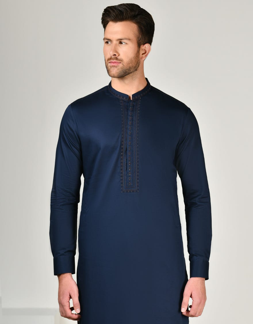 NAVY BLUE COTTON KAMEEZ SHALWAR | JJKS-A-33004 NAVY BLUE COTTON KAMEEZ SHALWAR | JJKS-A-33004