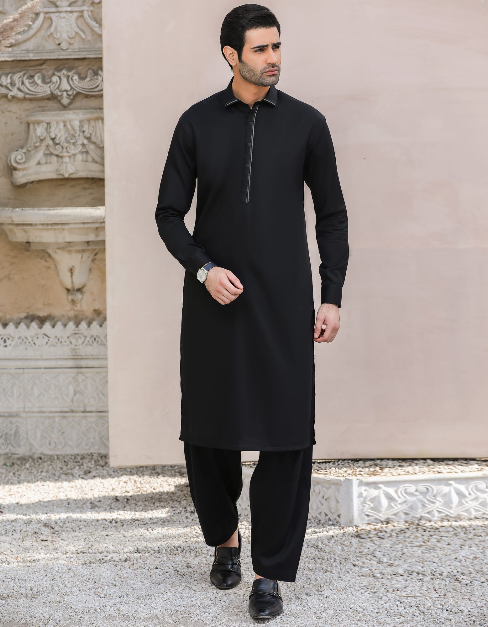 Black unstitched shop salwar kameez
