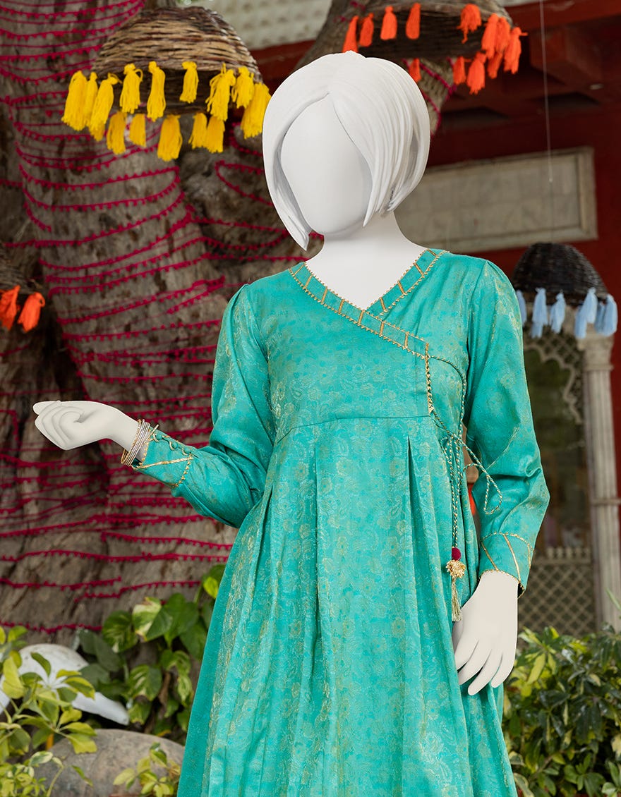 Jamawar frock design discount