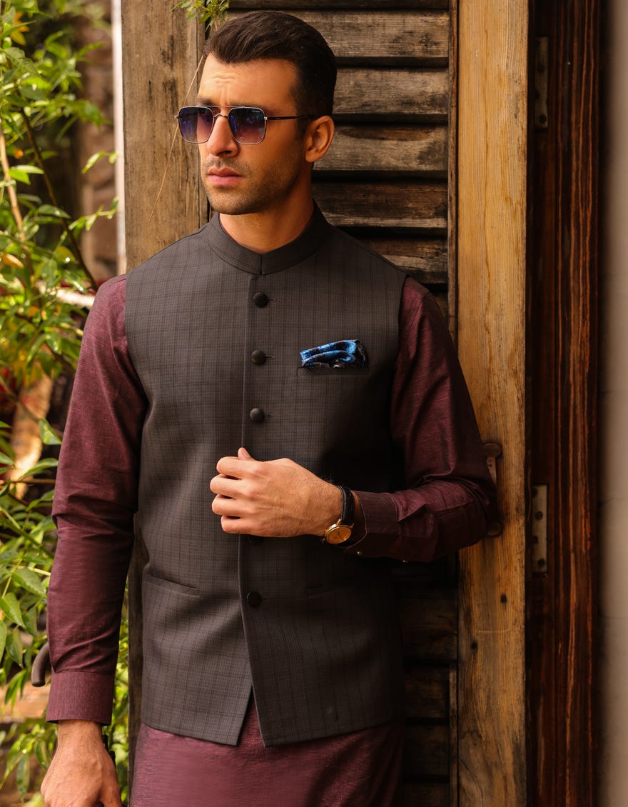 BLACK BLENDED WAISTCOAT JJVC 48018