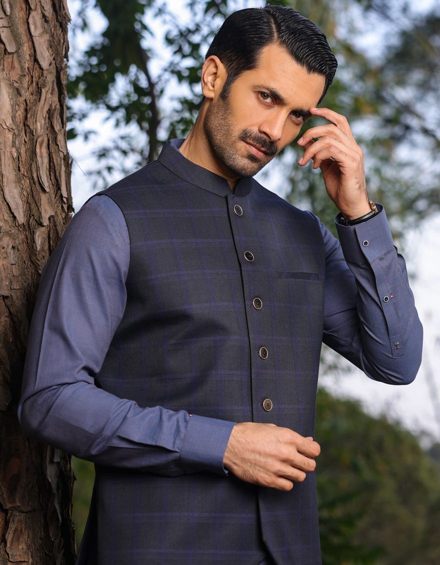 BLACK BLENDED WAISTCOAT JJVC 48020