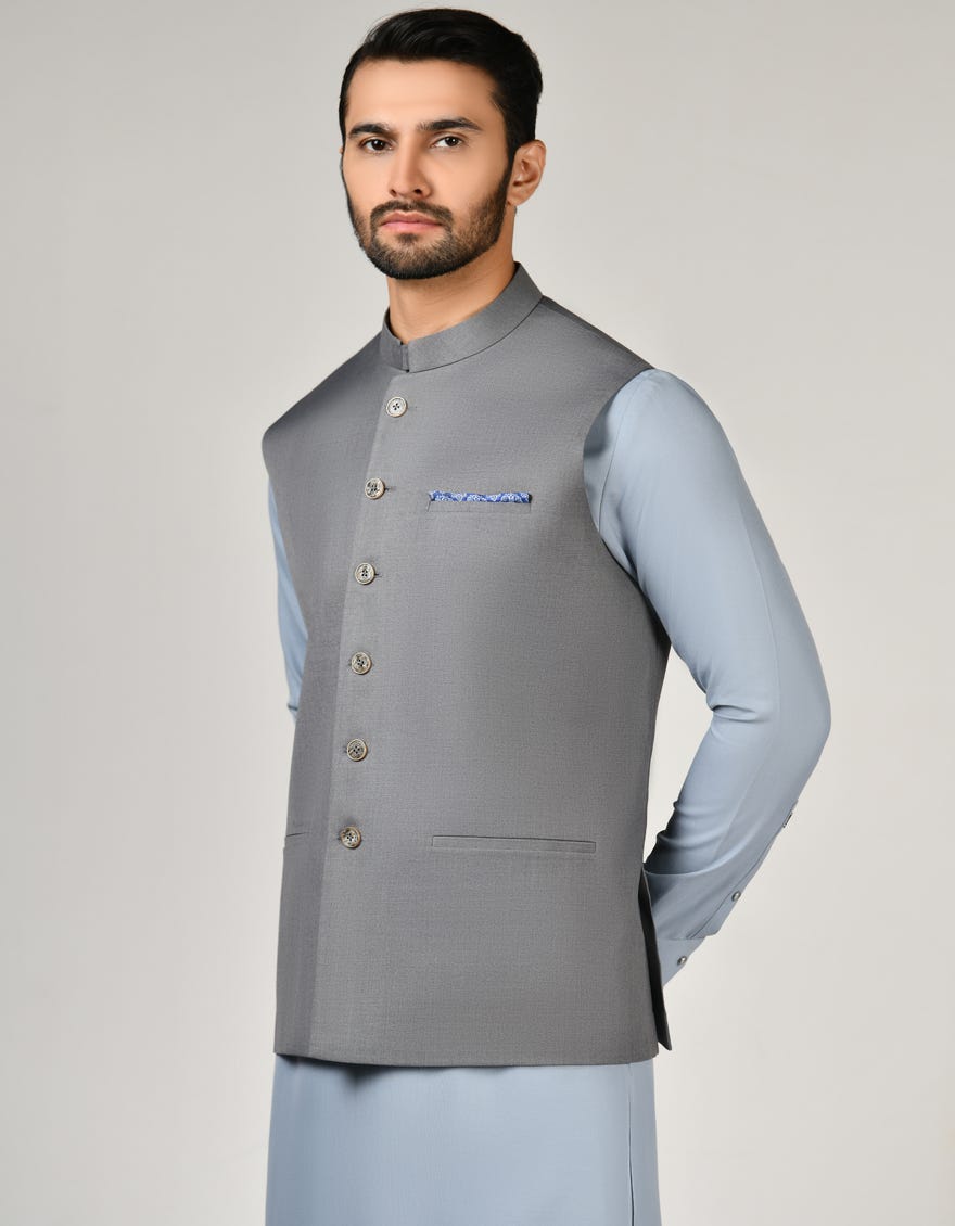 Grey color waistcoat sales